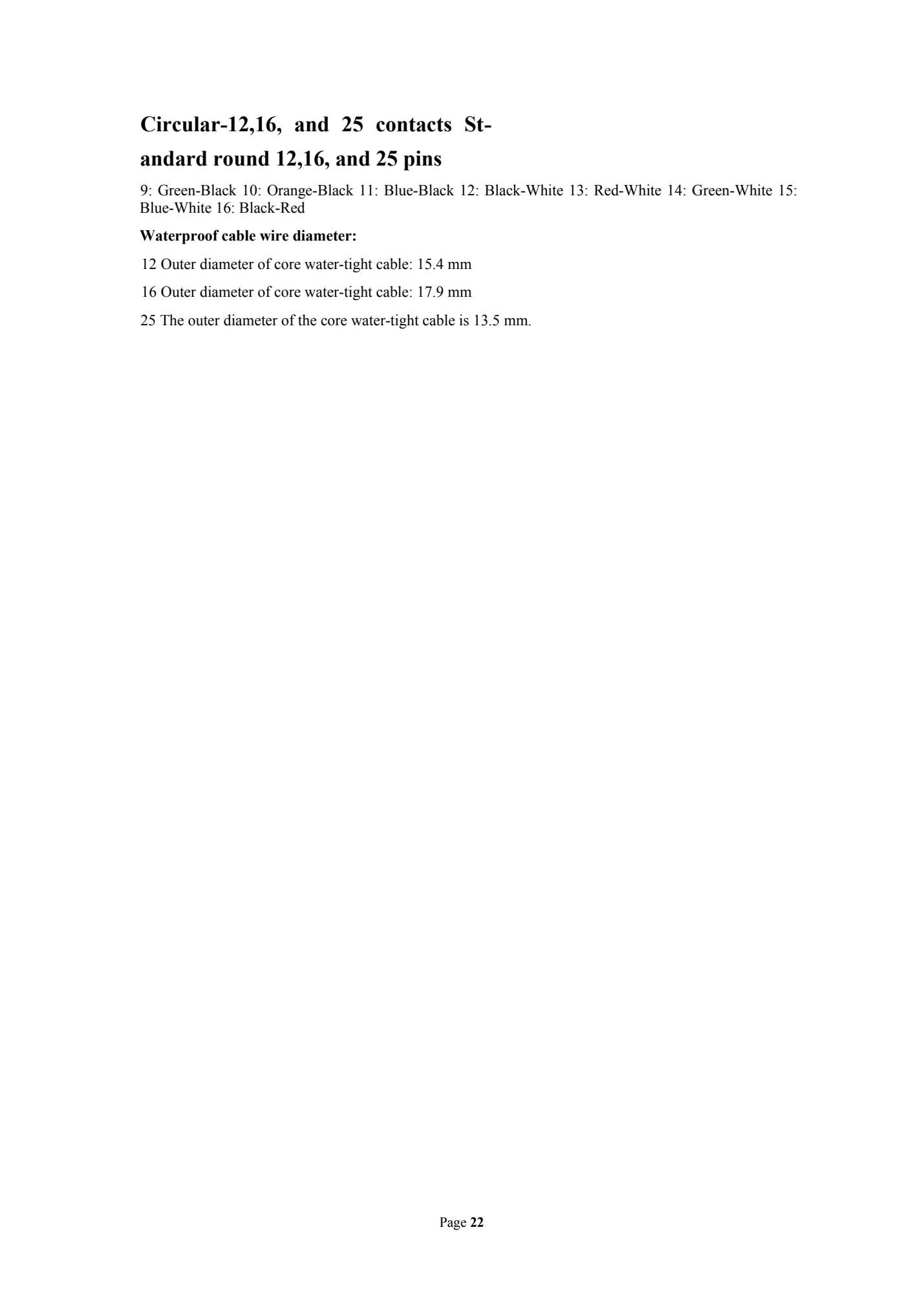 Original specifications and drawings — 12 / 16 / 25 contacts · 27